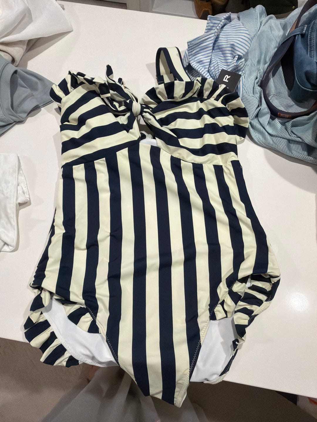 Customer photo review of Maldives Swimsuit in Navy Stripe