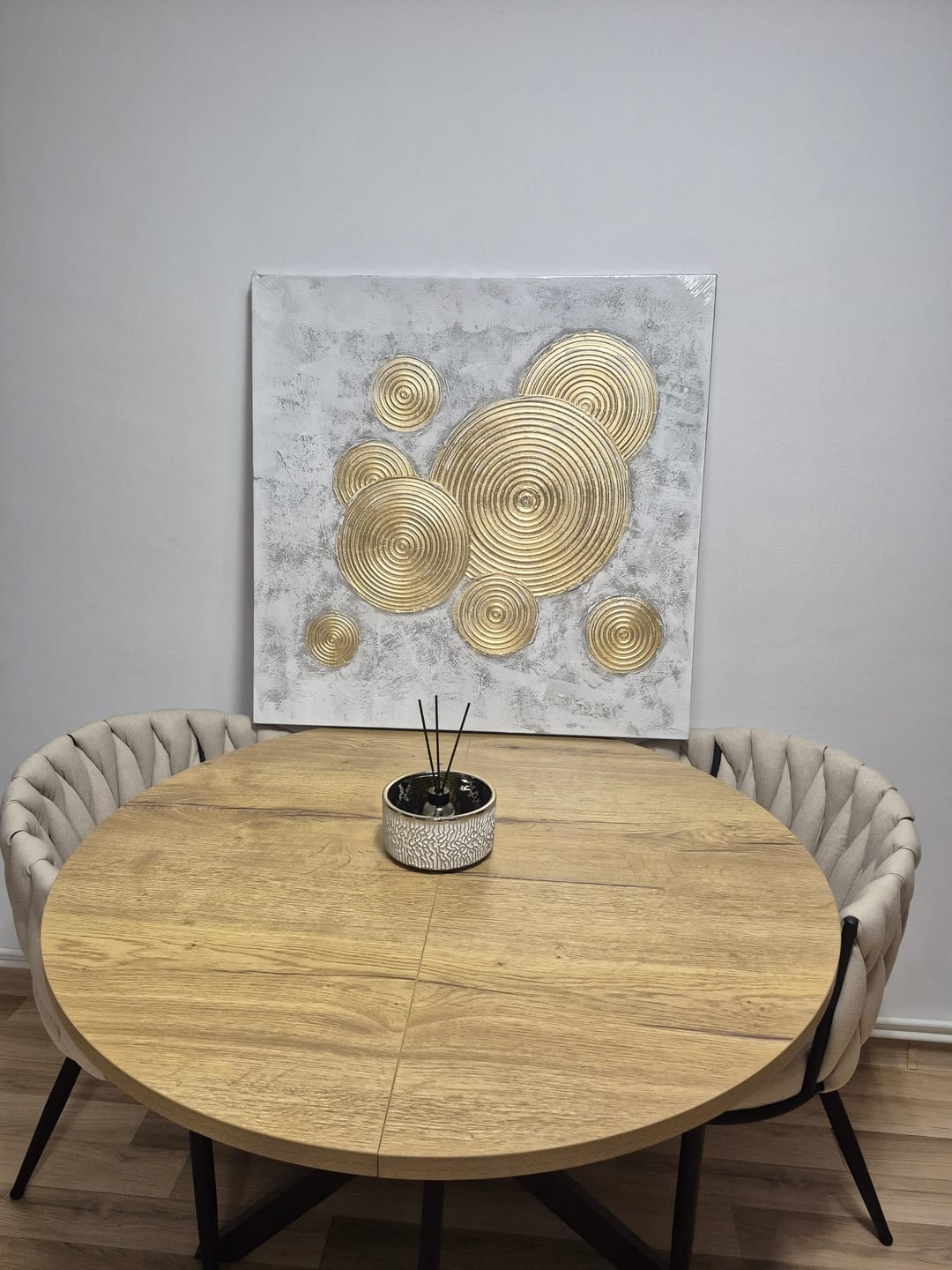 Customer photo review of Masa extensibila pentru sufragerie GASTON, stejar/negru, 100/135x100x75 cm
