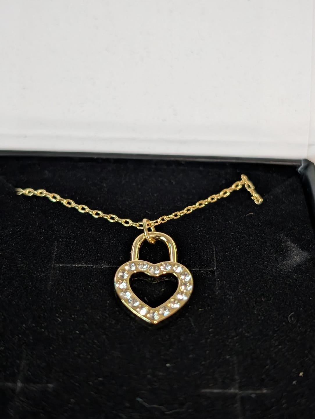 Customer photo review of Janelle 18k White Gold Plated Heart Padlock Pendant Necklace with Swarovski Crystals