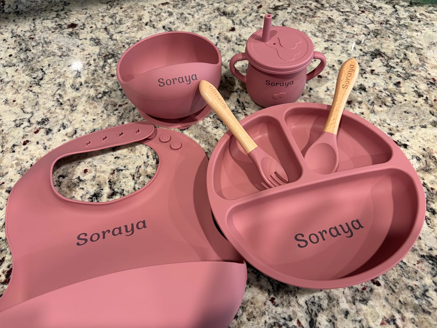 Customer photo review of Noah + Nori™ Personalized Baby Feeding Set