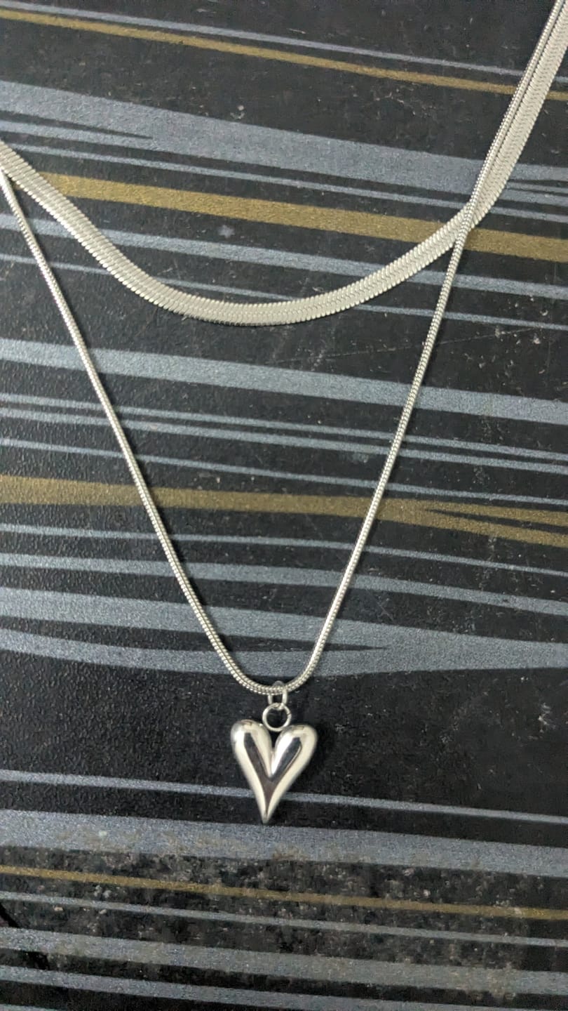 Customer photo review of Dual-Strand Heart Drop Pendant Necklace