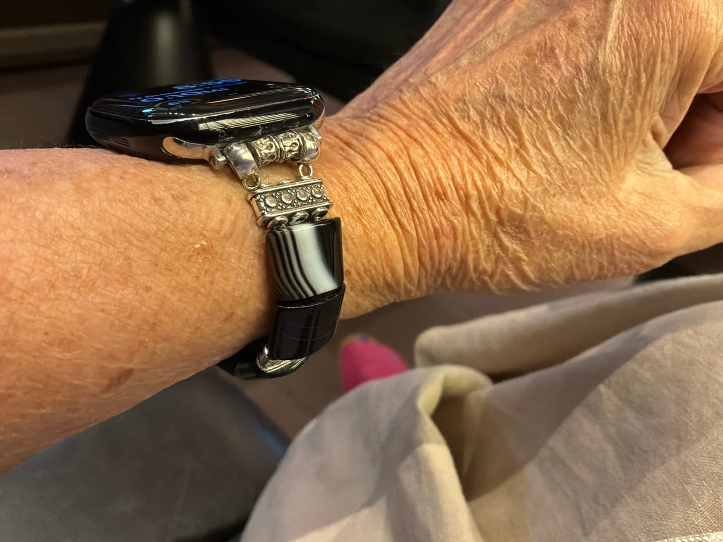 Customer photo review of Bohemian Noir Stretch Apple Watch Strap
