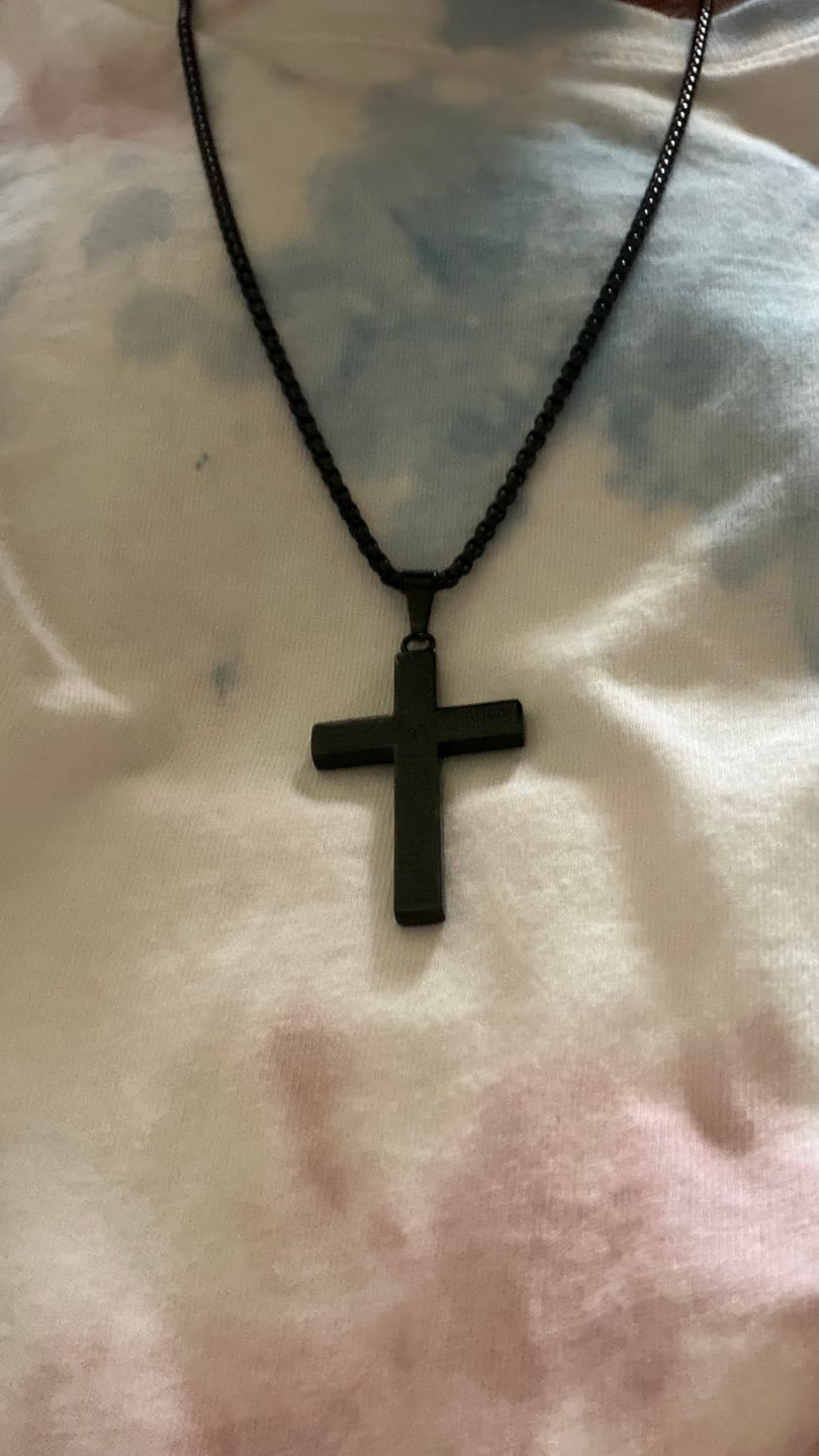 Customer photo review of Lord's Prayer Cross Pendant Necklace