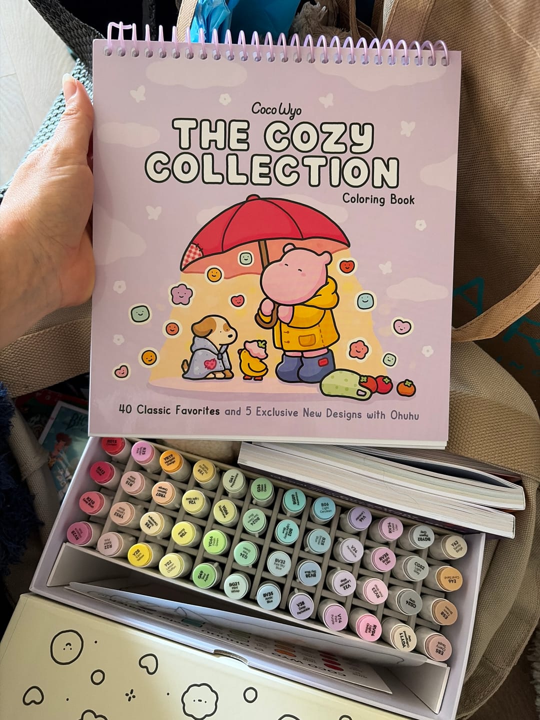 Customer photo review of Ohuhu x Coco Wyo Cozy Mood Coloring Kit, Honolulu B 48 Colors Alcohol Markers with Brush & Fine Dual Tips, Coloring Book with Mood Tracker Pages