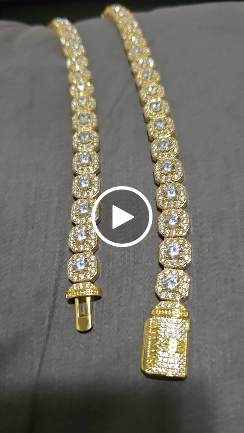 Customer video review of 10mm Clustered Tennis Chain - Gold