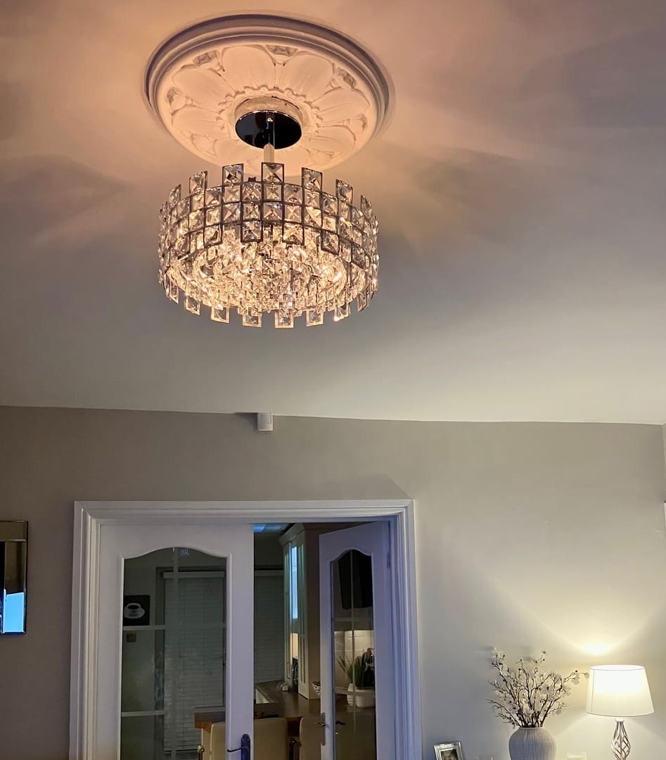 Customer photo review of 4-Light Modern Hollow Design Crystal Drum Semi Flush Mount Ceiling Light
