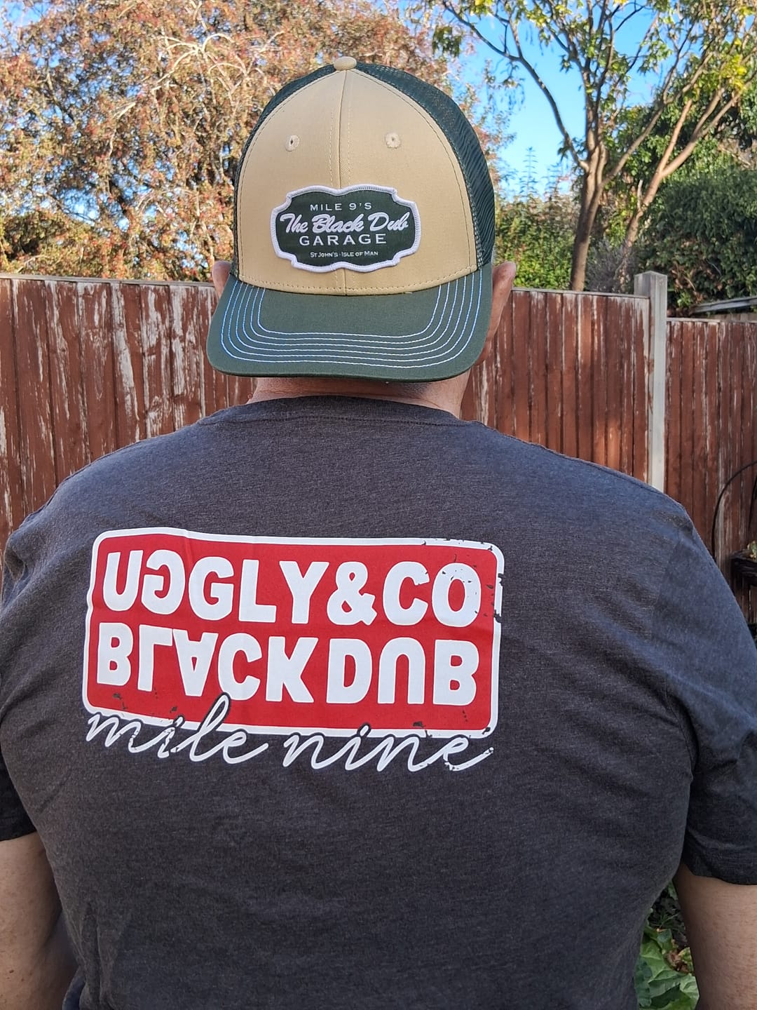 Customer photo review of Green & Beige Black Dub Garage Trucker Hat