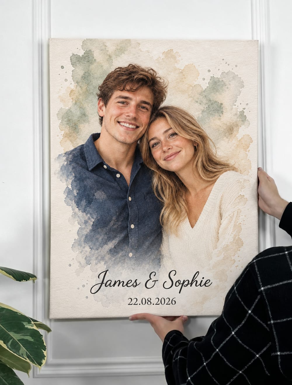 Customer photo review of Personalized Couple Portrait – Soft Pastel Watercolor Style
