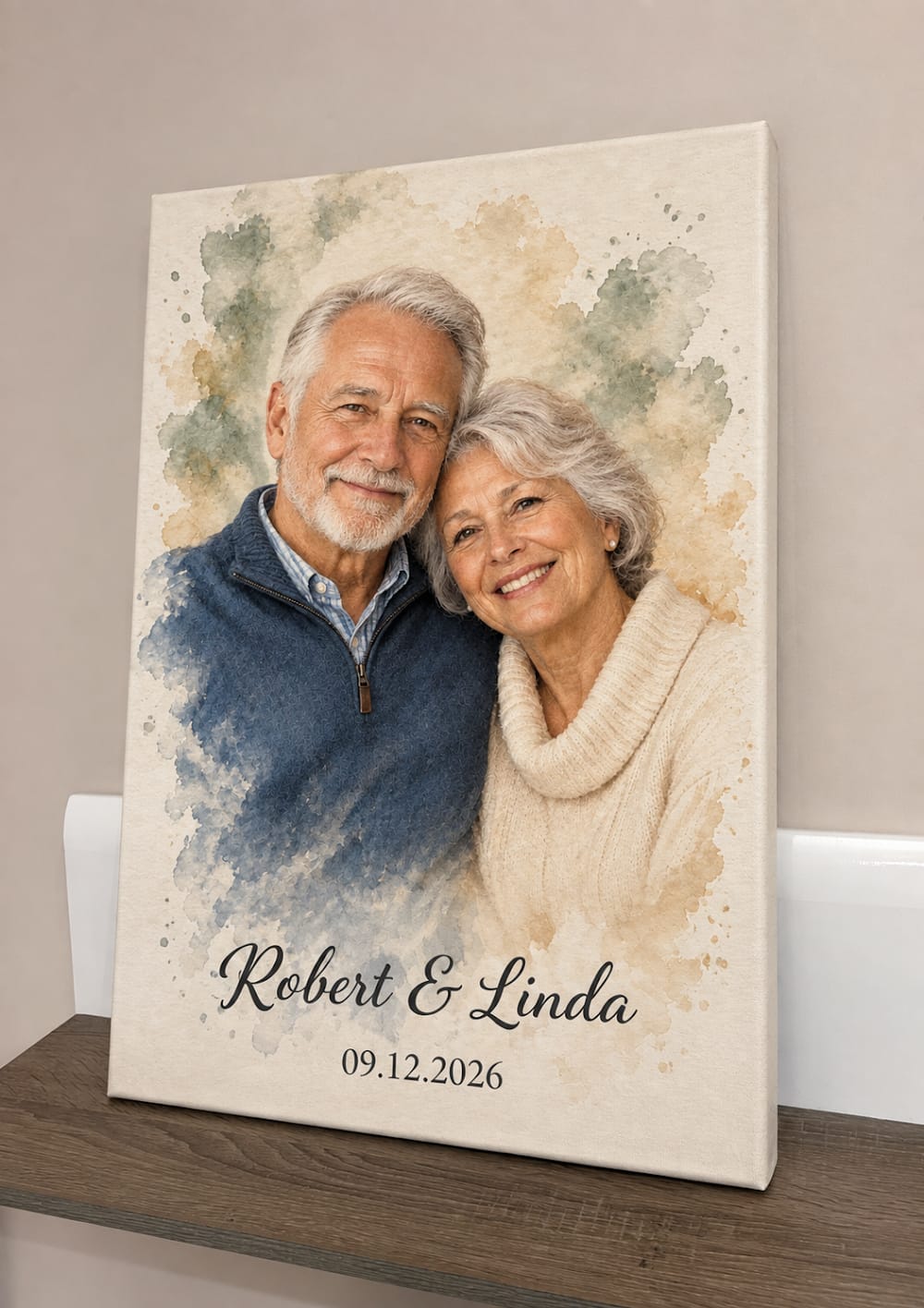 Customer photo review of Personalized Couple Portrait – Soft Pastel Watercolor Style
