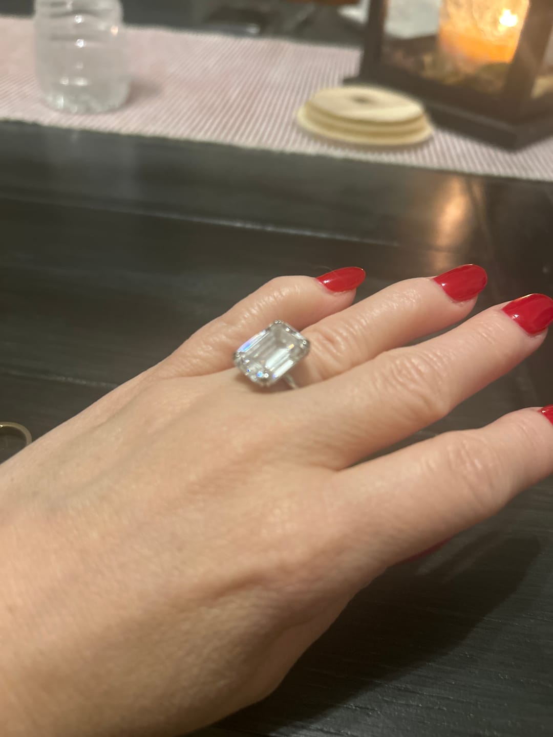 Customer photo review of S925 5.0/11.5 Ct Emerald Cut Engagement Ring In Sterling Silver Classic Everyday Wearable Ring