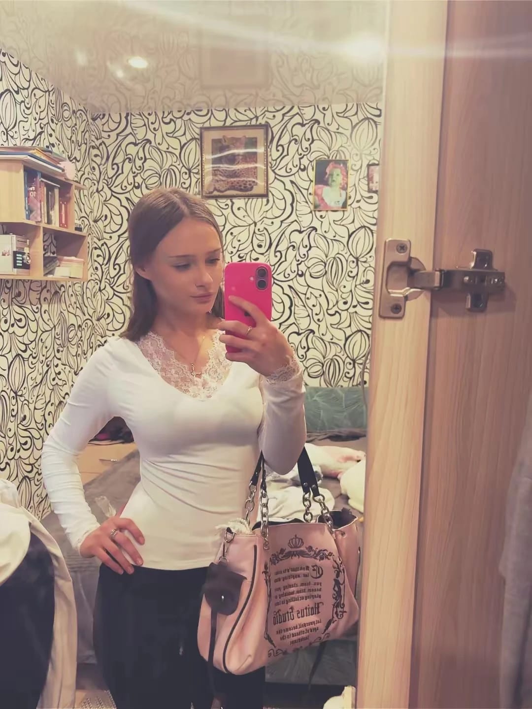 Customer photo review of Evelyn Lace V-Neck Casual Top