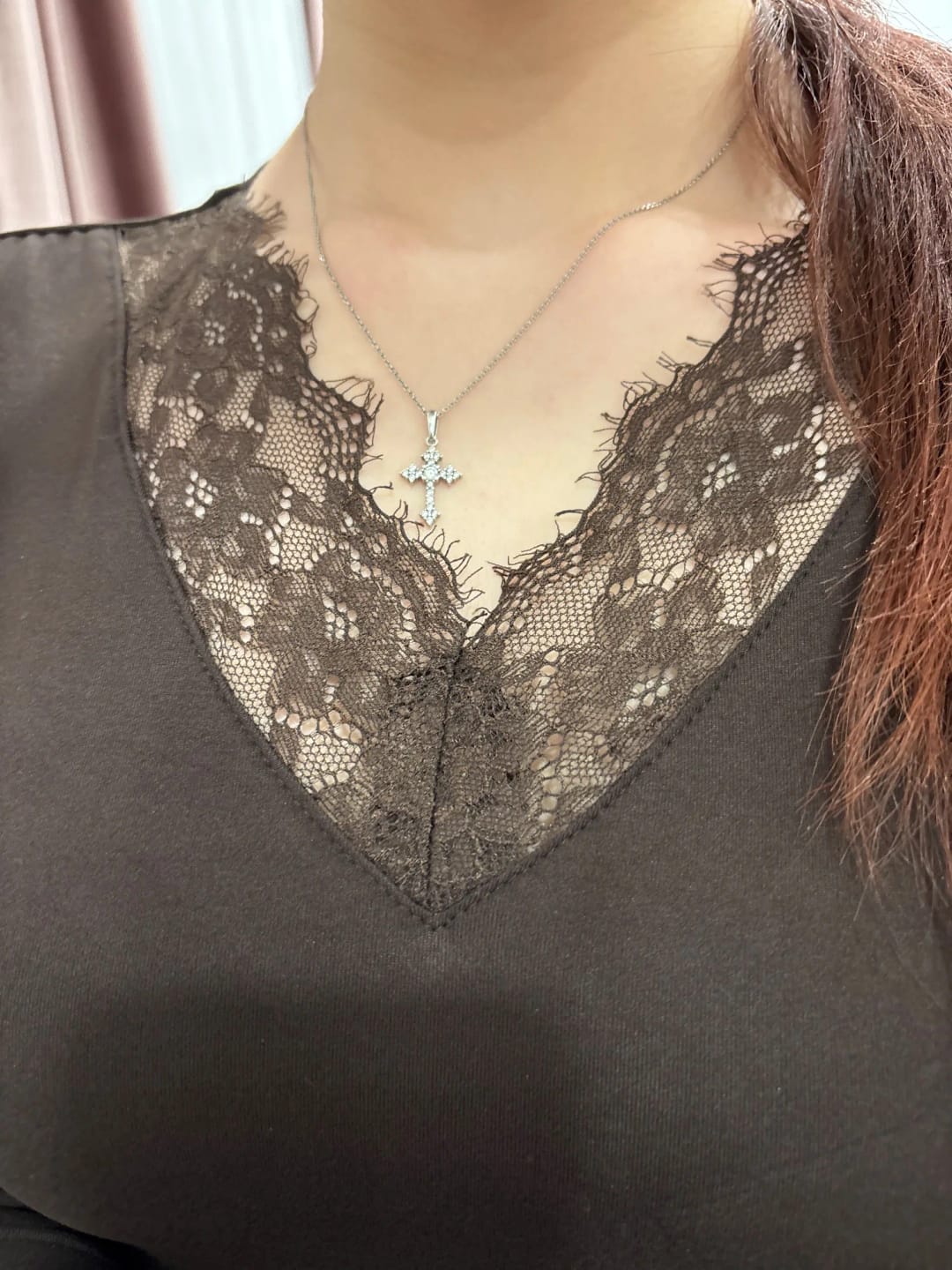 Customer photo review of Sarah Lace V-Neck Casual Top