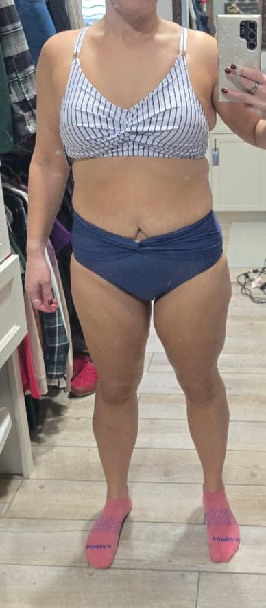 Customer photo review of Emoswim - Women's High Waisted Bikini Sets Matel Tummy Control Swimsuits V Neck Twist Front Bathing Suit
