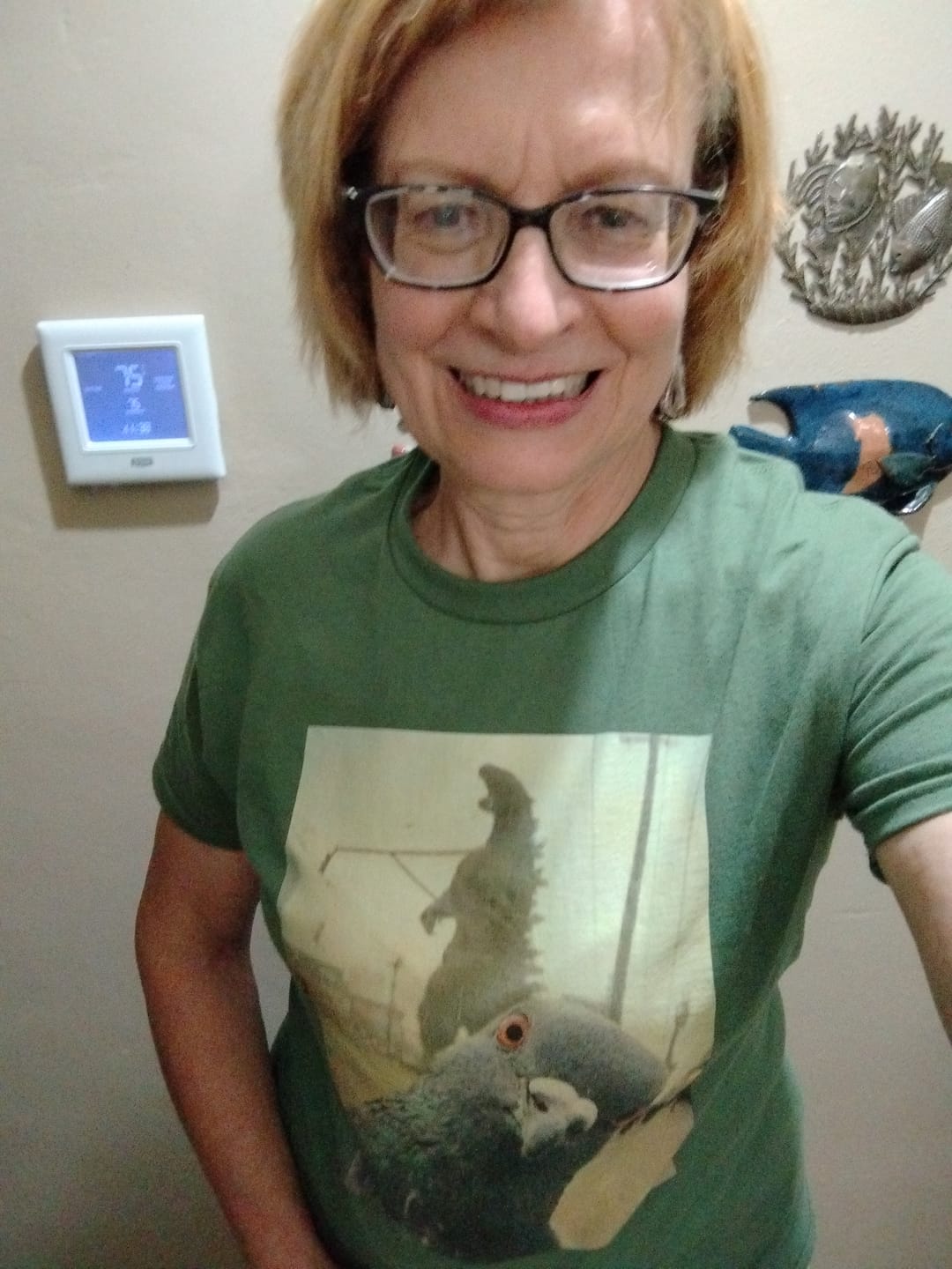 Customer photo review of Pigeon Selfie 4 T-Shirt