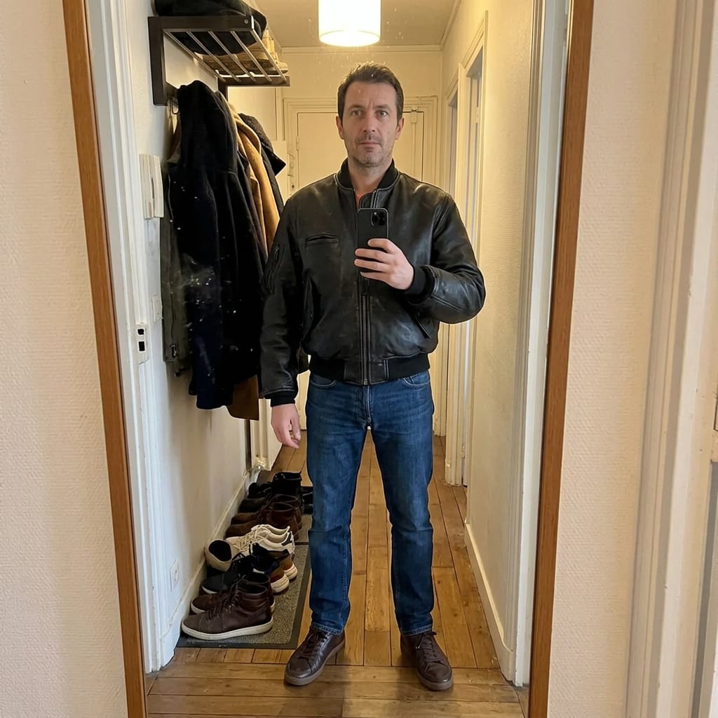 Customer photo review of Luxus Herbst Winter Lederjacke