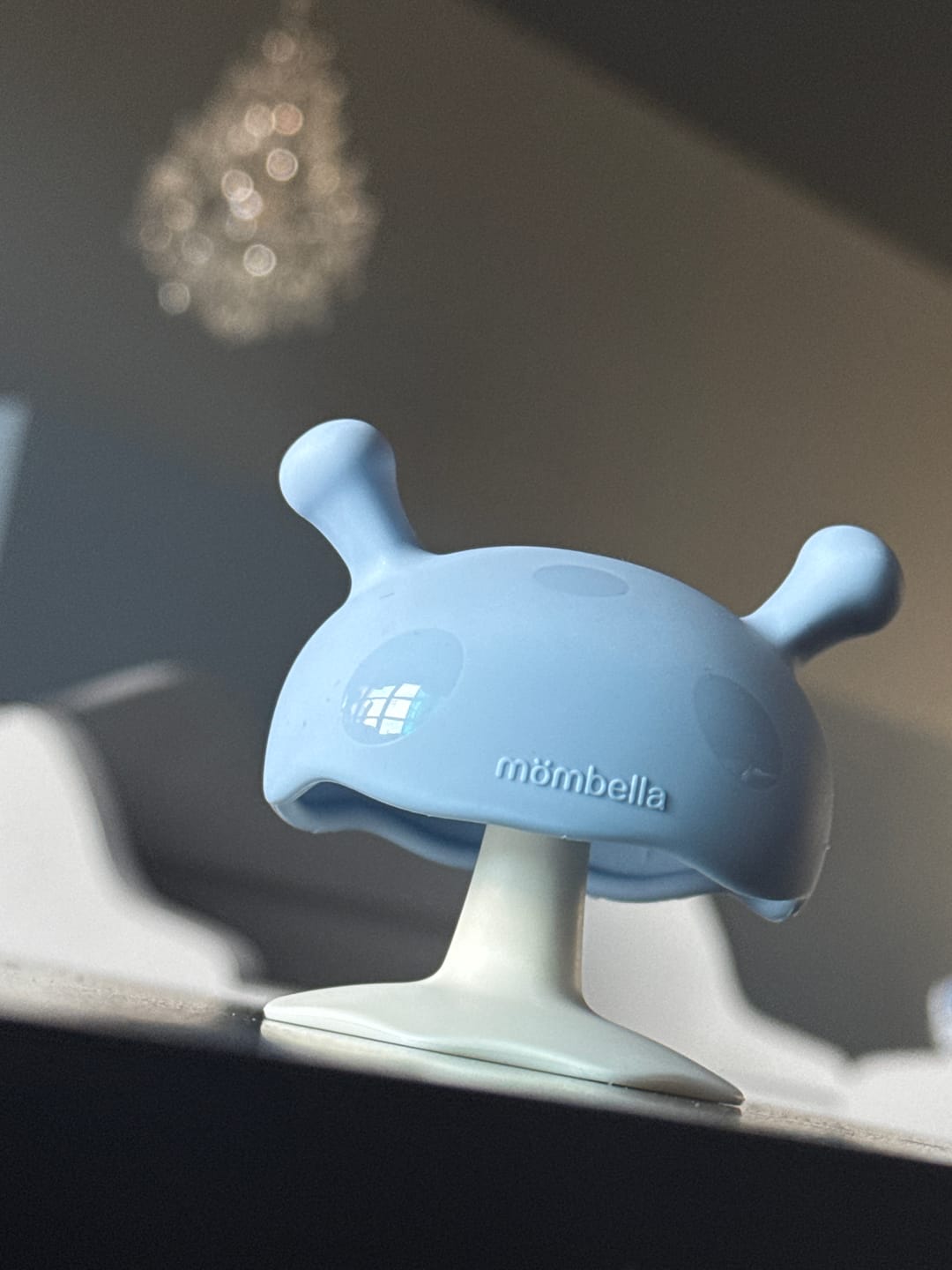 Customer photo review of Mombella Mushroom biteleke – lyseblå (3+ mnd) | Mombella