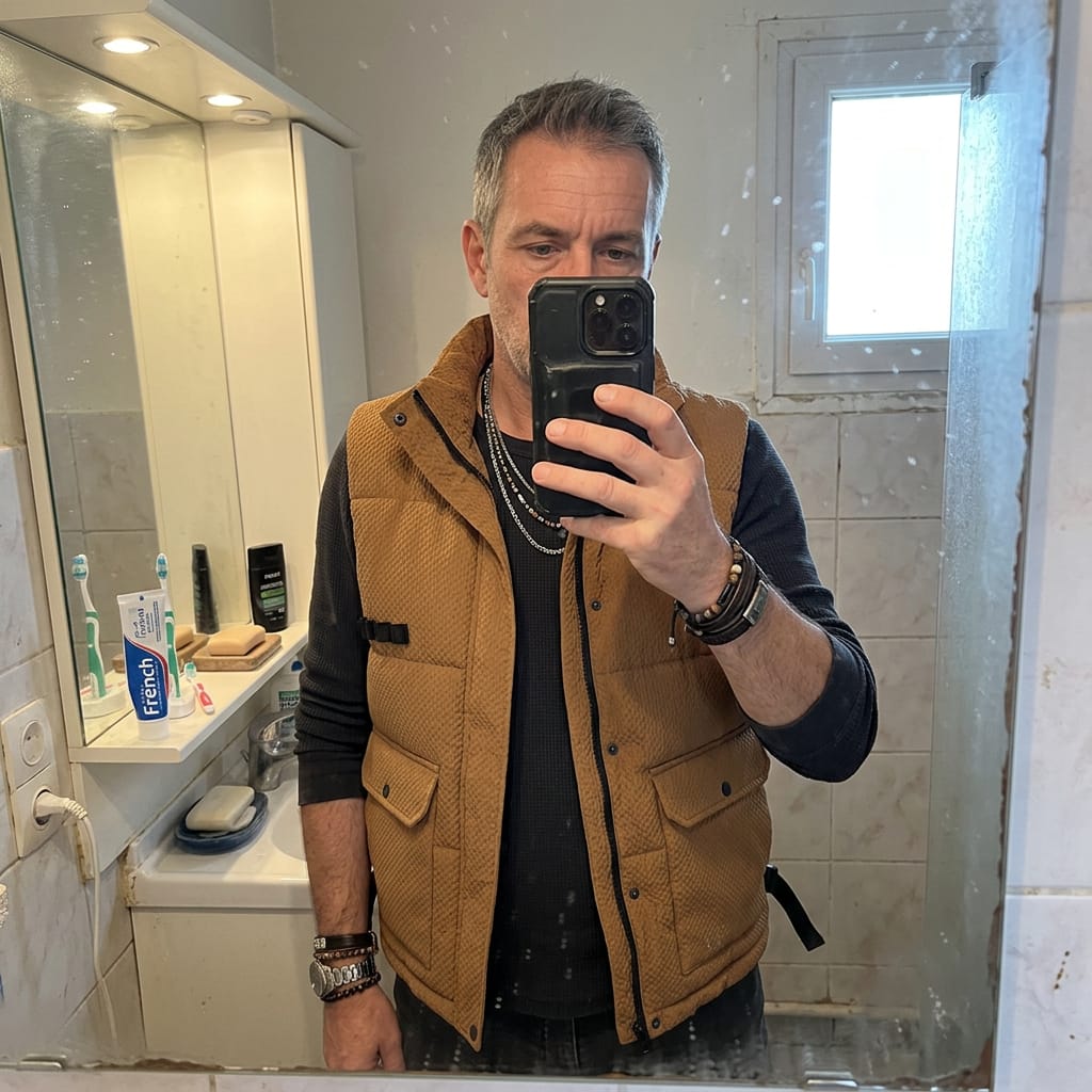 Customer photo review of Herren Herbst Weste mit Stehkragen