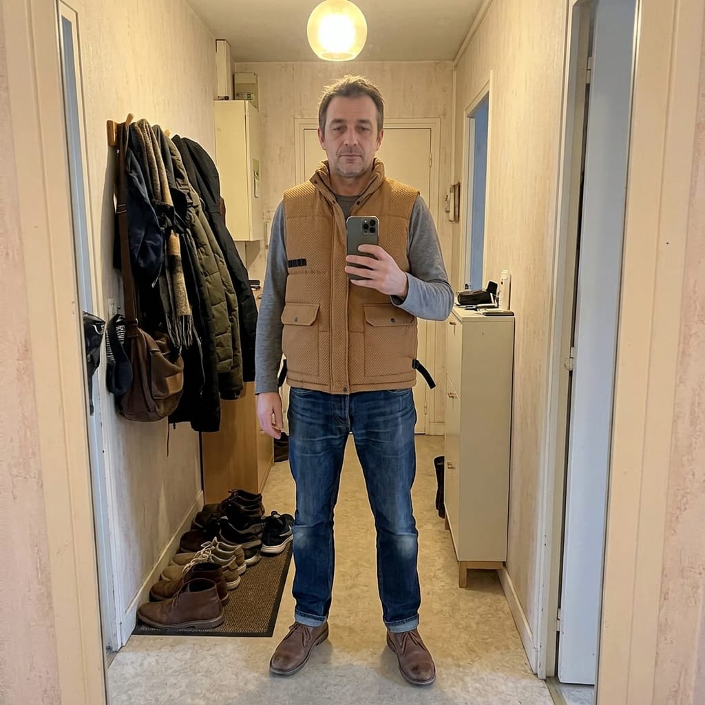 Customer photo review of Herren Herbst Weste mit Stehkragen