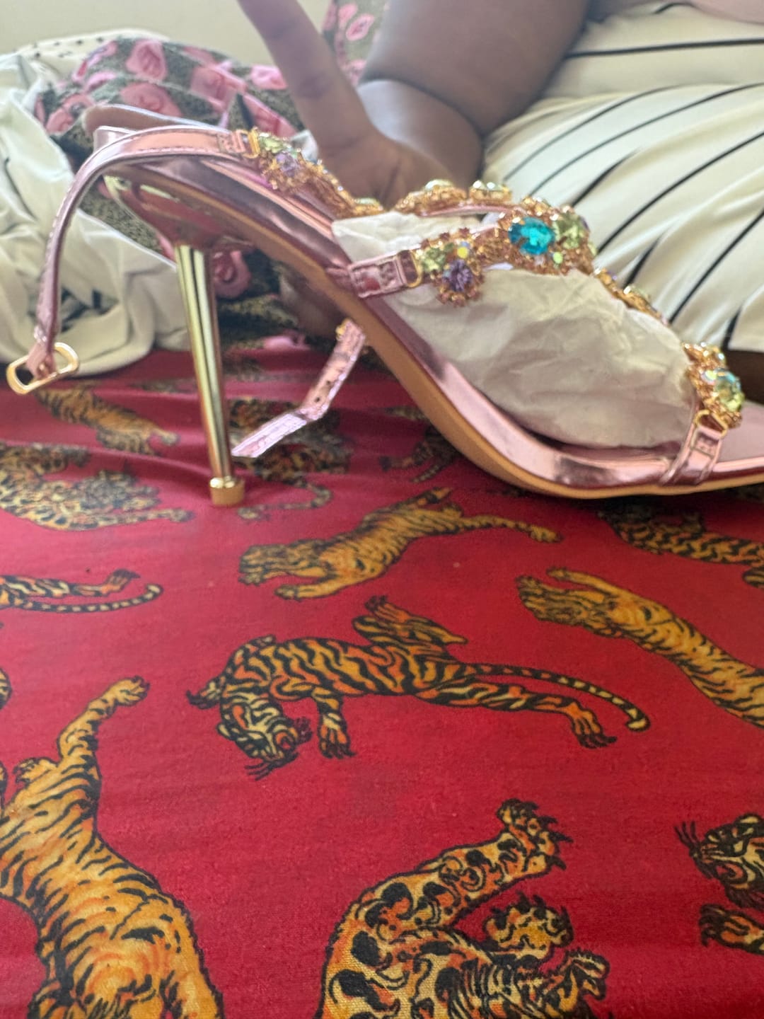 Customer photo review of KHAI-PINK EMBELLISHED STILETTO SANDAL