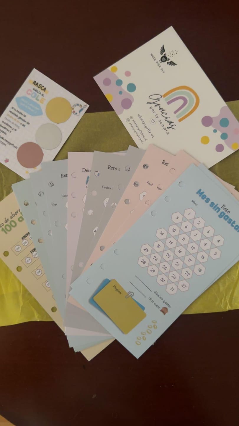 Customer photo review of 20 Hojas de retos de ahorro A6