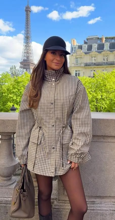 Customer photo review of Amelia High-Neck Plaid Jacket