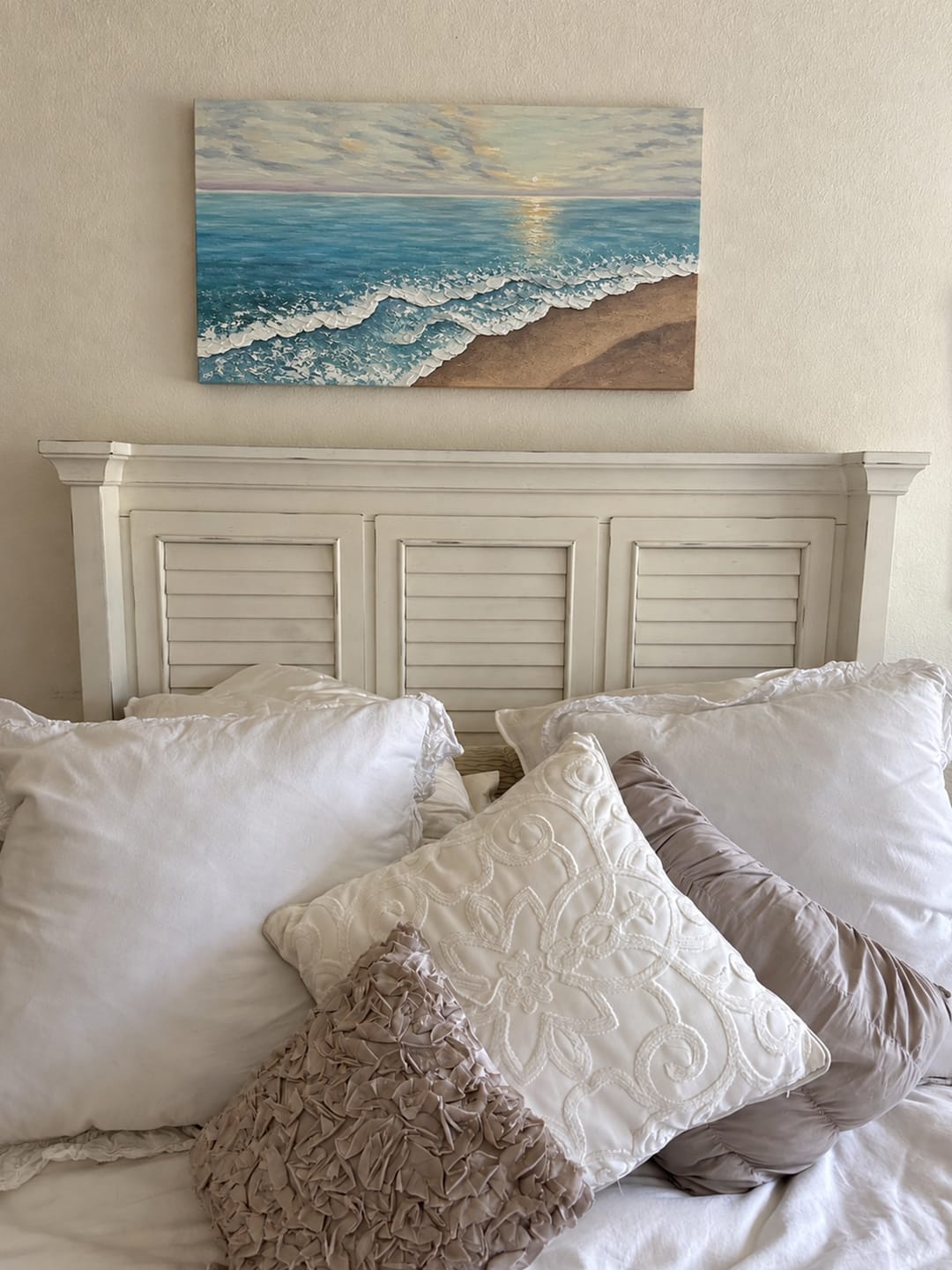 Customer photo review of Abstract Ocean And Sky Textured Canvas Art # OC032