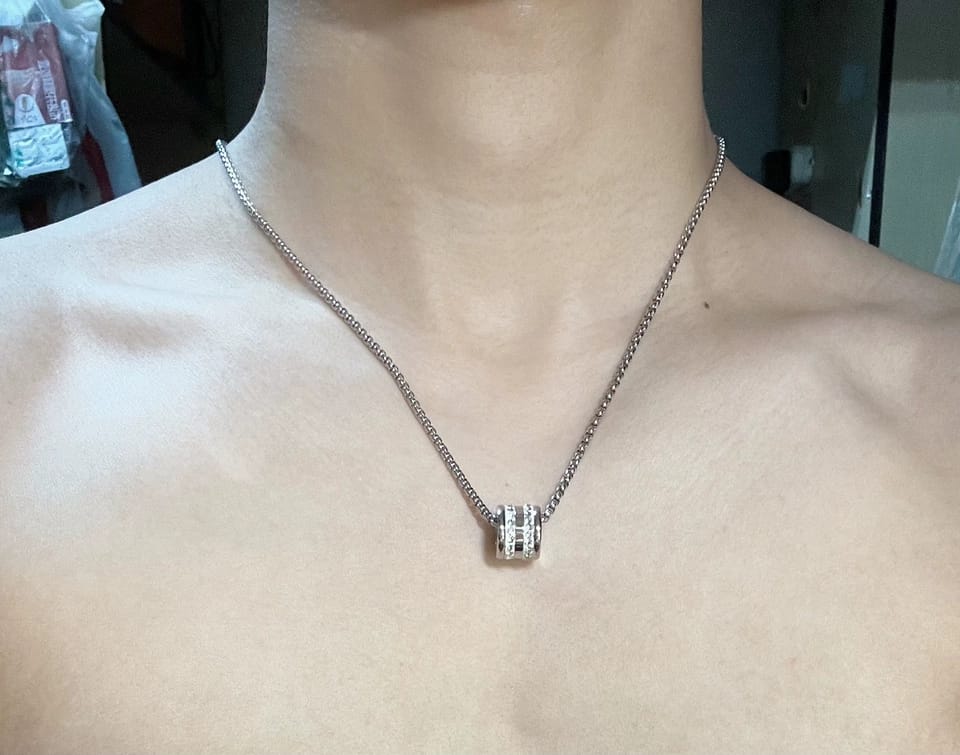 Customer photo review of Pavé Barrel Necklace