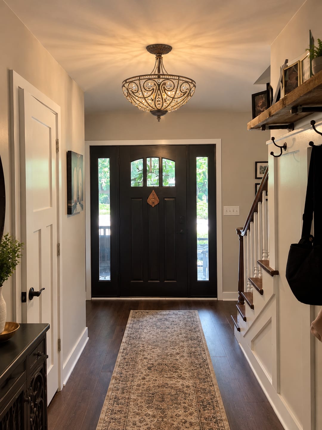 Customer photo review of Vintage Luxe 3-Light Bronze Crystal Semi-Flush Mount