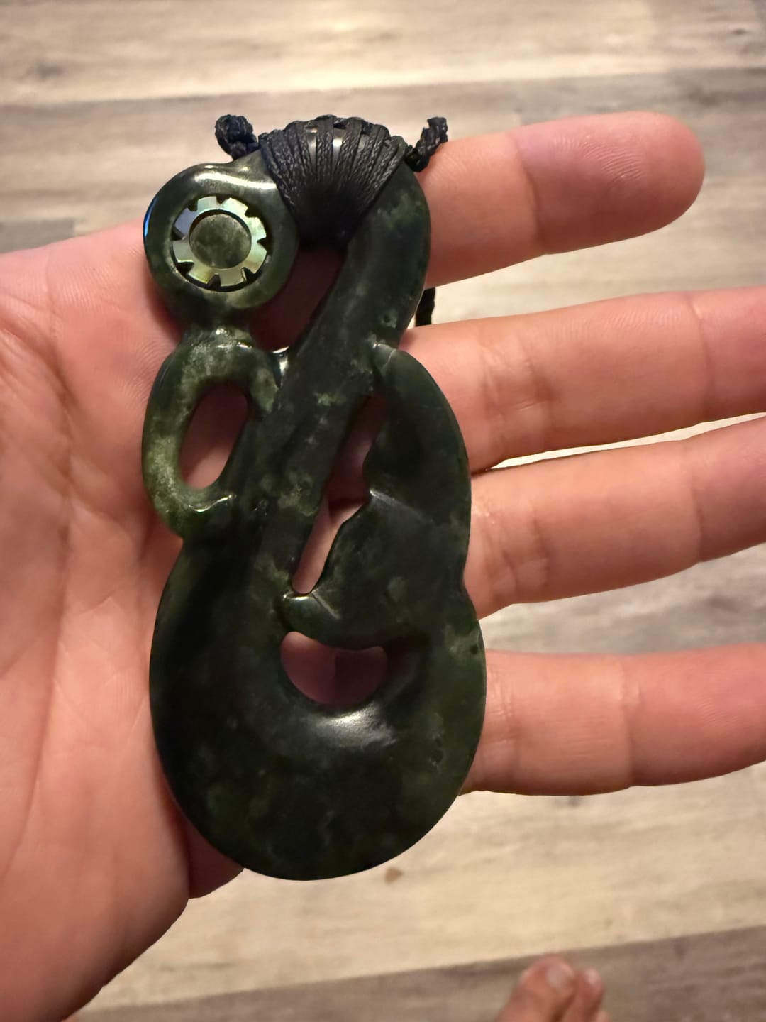 Customer photo review of Manaia Greenstone Medium Pendant