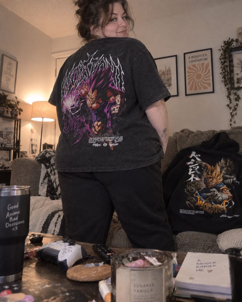 Customer photo review of Dragon Ball | Vegeta Ultra Ego Oversized Heavyweight Washed Tee