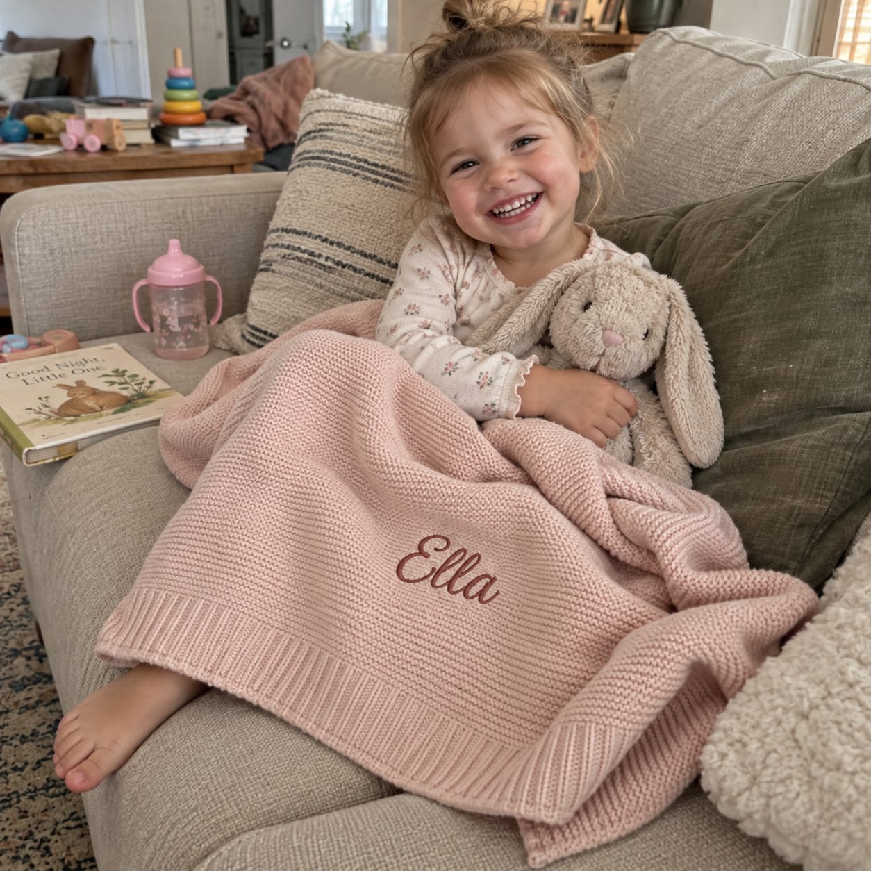Customer photo review of Evernest Personalized Baby Blanket
