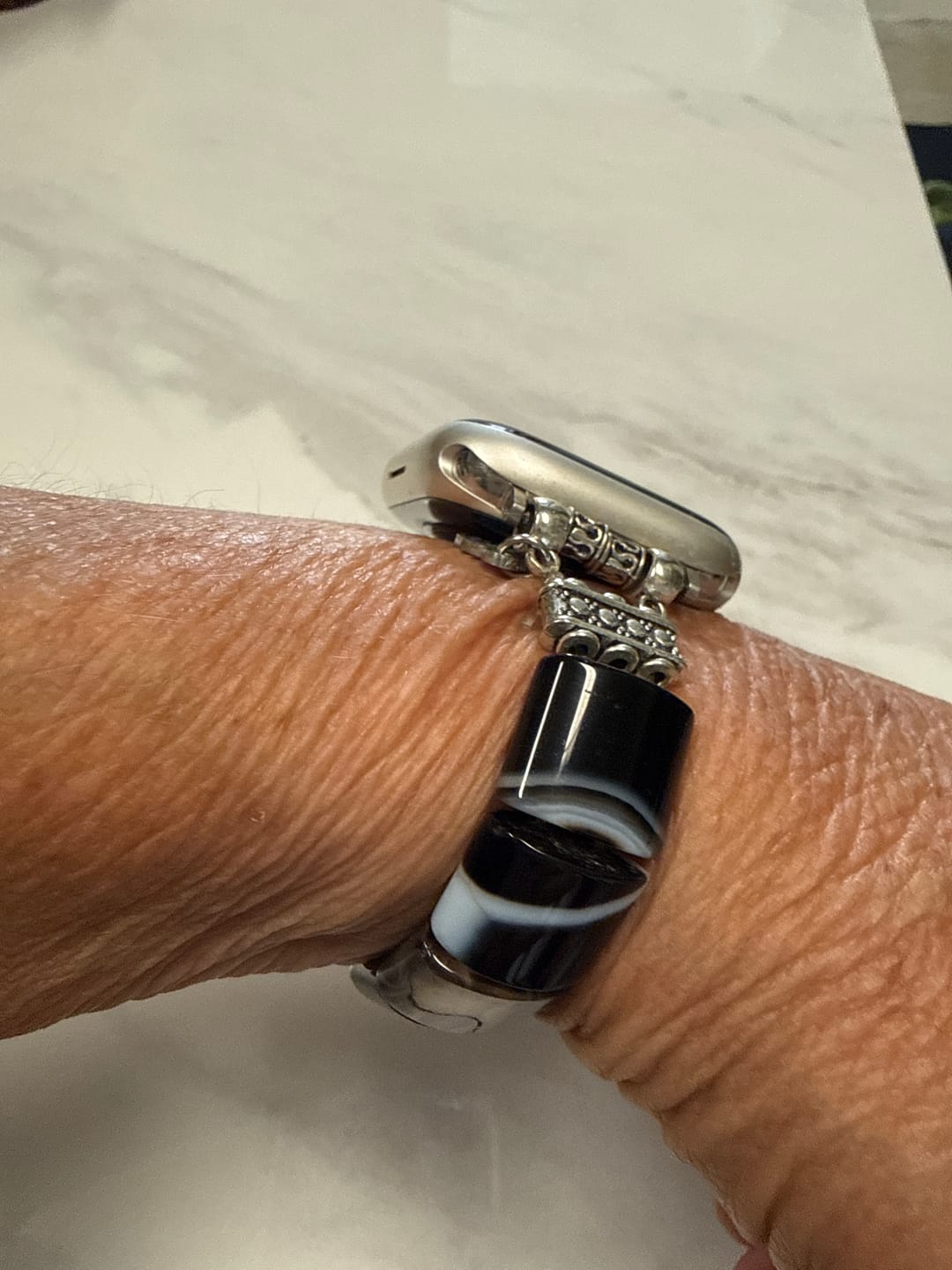 Customer photo review of Bohemian Noir Stretch Apple Watch Strap