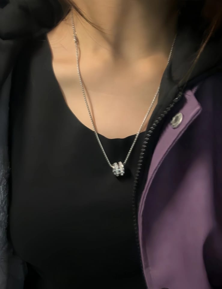Customer photo review of Pavé Barrel Necklace