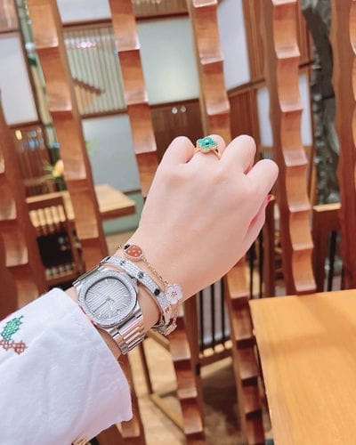 Customer photo review of 18K Celestial Four Diamonds Love Bracelet