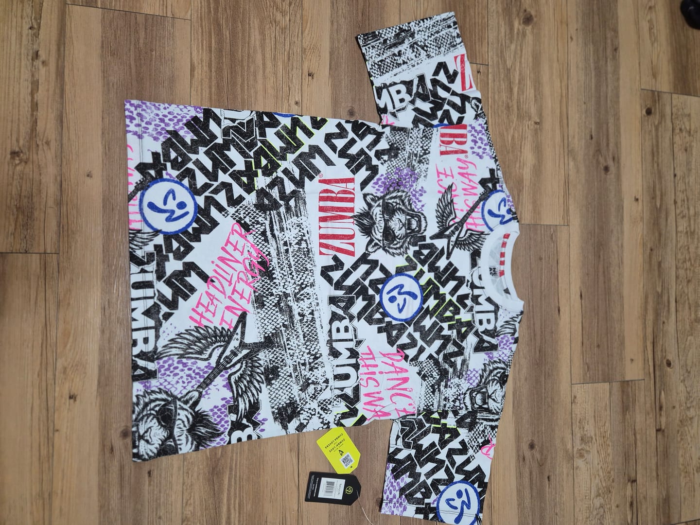 Customer photo review of Rock 'n' Roll Oversized Drop Shoulder Tee - White/Black
