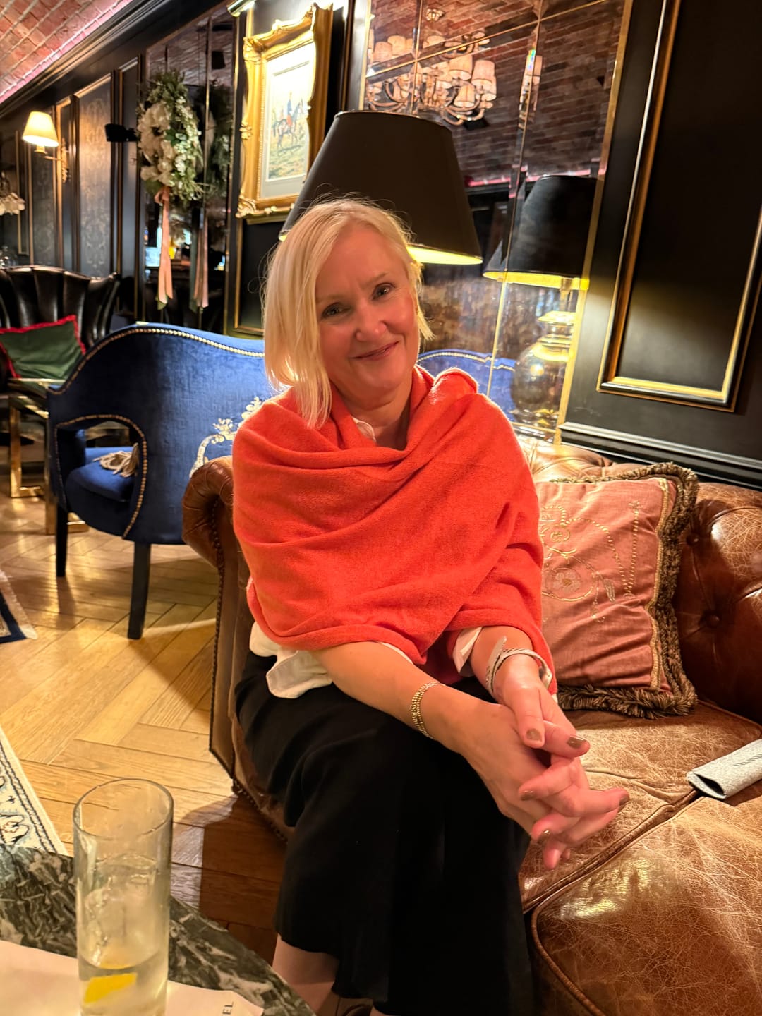 Customer photo review of Brand New Watermelon Orange Recycled Cashmere Wrap