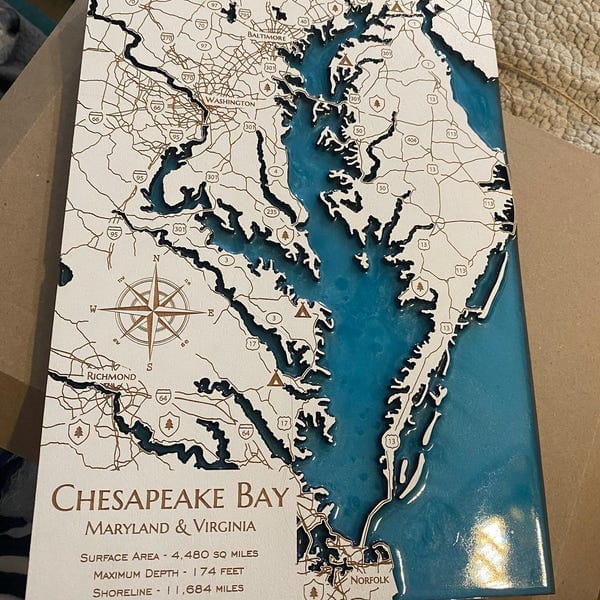 Customer photo review of Custom Lake Maps for Lake House & Cabin Decor