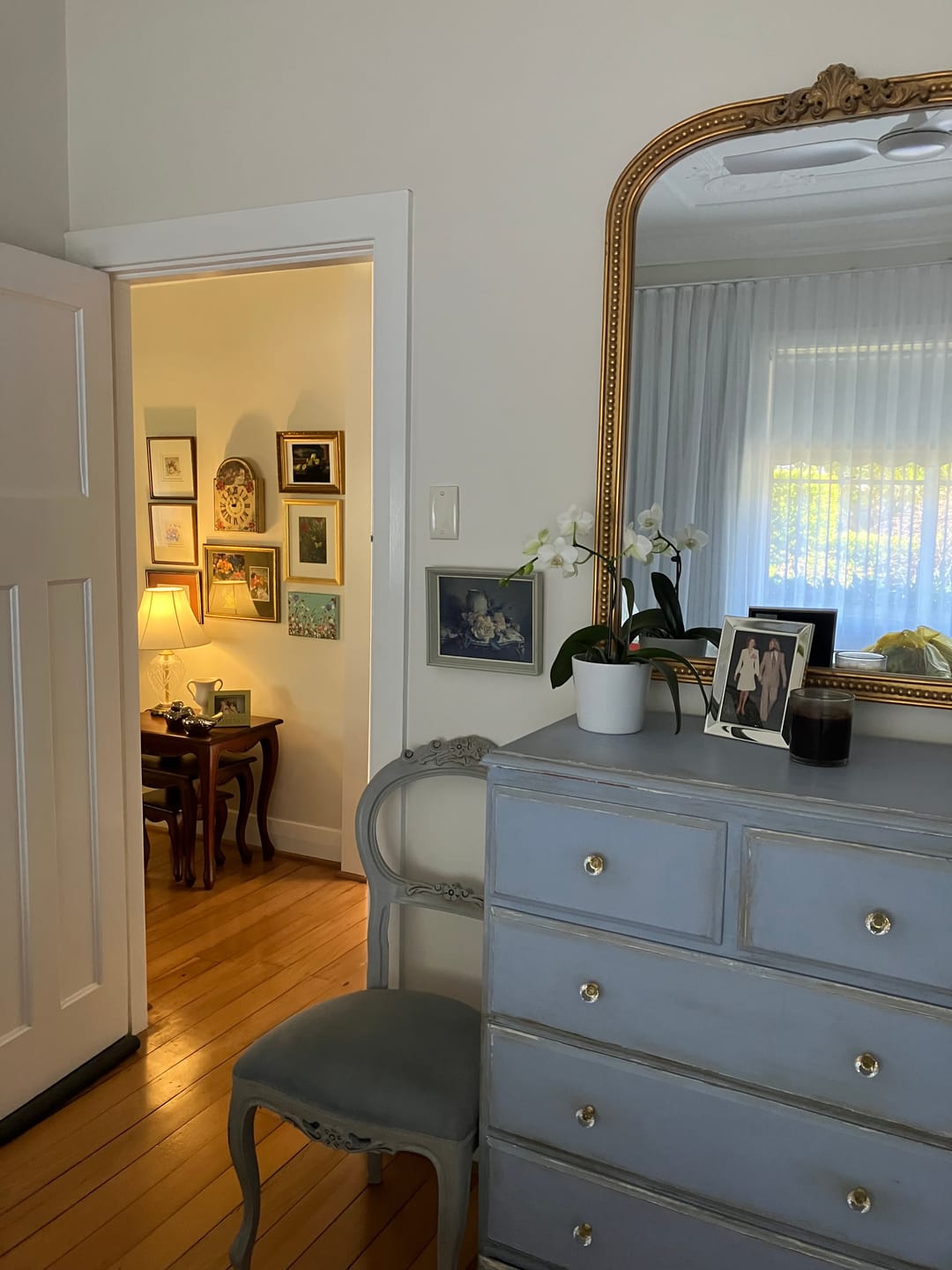 Customer photo review of Renata French Provincial Arched Wall Mirror, Aged Gold Beaded Frame 108cm