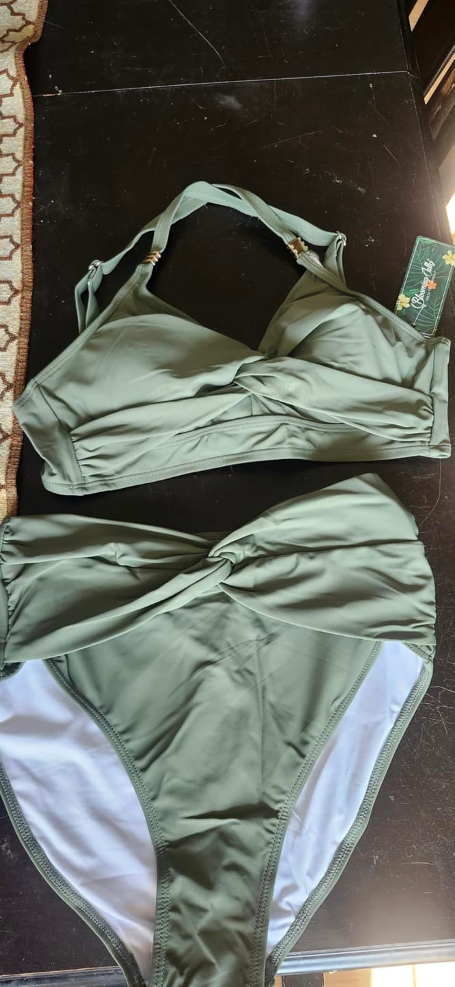 Customer photo review of Emoswim - Women's High Waisted Bikini Sets Matel Tummy Control Swimsuits V Neck Twist Front Bathing Suit