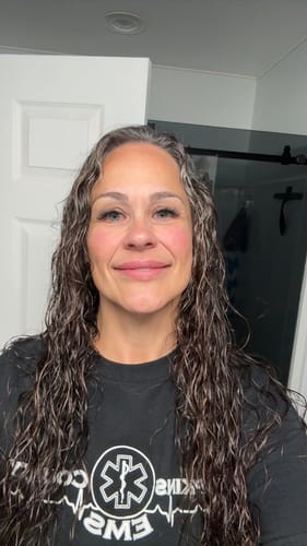 Customer's face showing smooth skin after using Deep Collagen Cream.