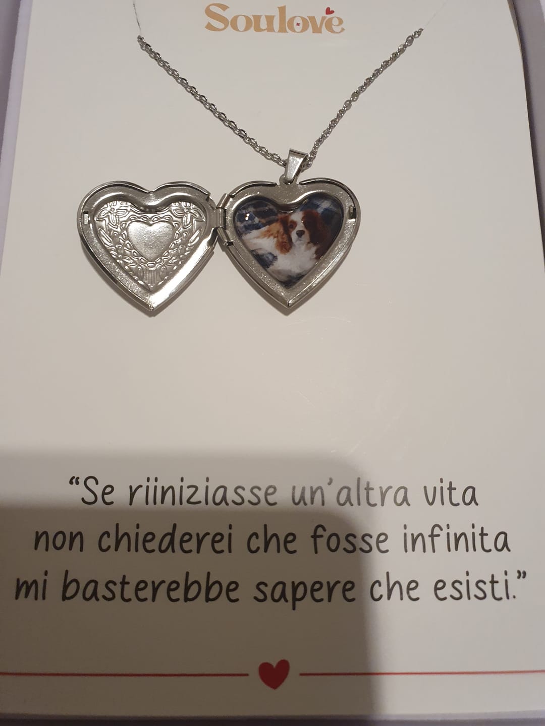 Customer photo review of Collana con Foto custodita nel Cuore e Dedica Personalizzata
