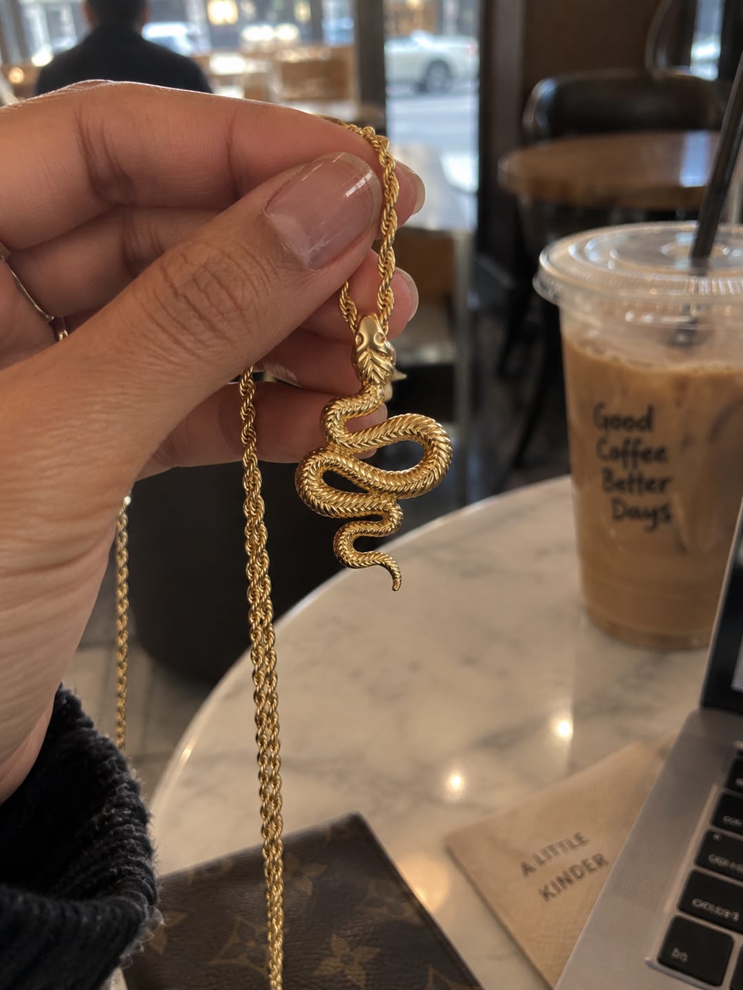 Customer photo review of Snake Gold Necklace