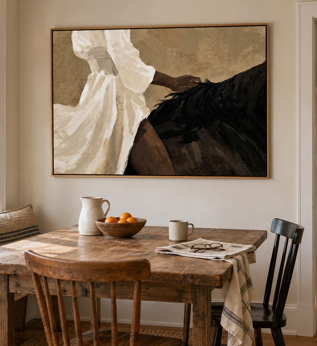 Customer photo review of Ivory Rider-Minimalist Horseback Woman Painting