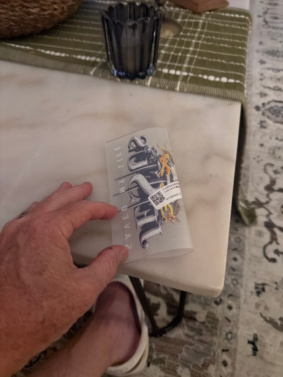Customer photo review of Christianartworkshop Cross Crown of Thorns Nails JESUS SAVED MY LIFE Waterproof Car Sticker: A Symbol of Redemptive Sacrifice