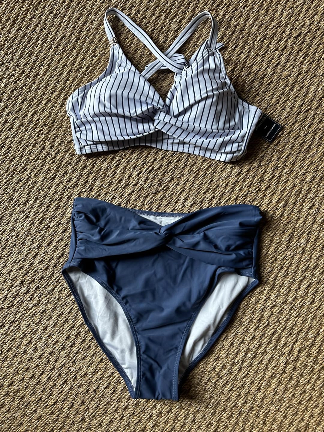 Customer photo review of Emoswim - Women's High Waisted Bikini Sets Matel Tummy Control Swimsuits V Neck Twist Front Bathing Suit