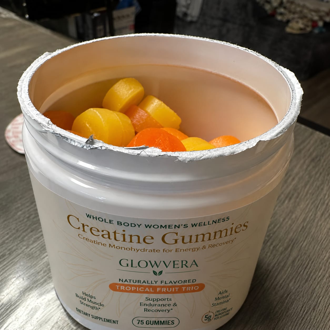 Customer photo review of Gomitas de Creatina Trío Tropical