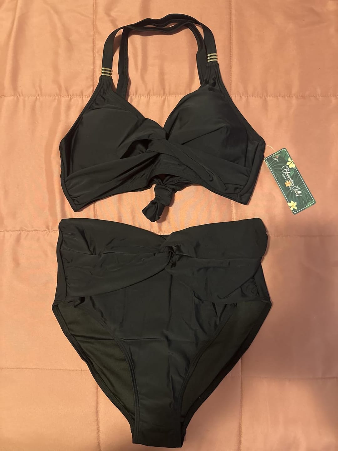 Customer photo review of Emoswim - Women's High Waisted Bikini Sets Matel Tummy Control Swimsuits V Neck Twist Front Bathing Suit
