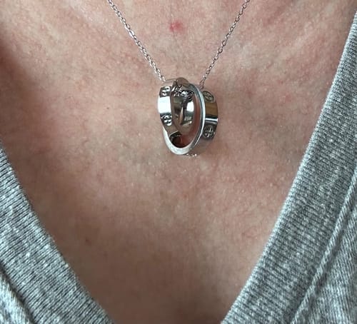Customer photo review of 18K Celestial Frivole Mini Ruby Earrings