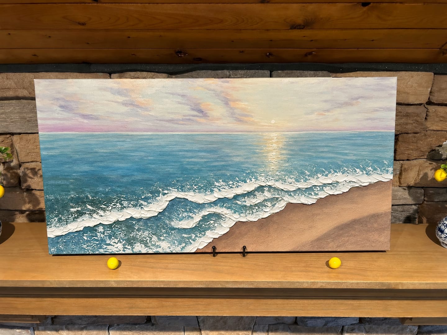 Customer photo review of Abstract Ocean And Sky Textured Canvas Art # OC032