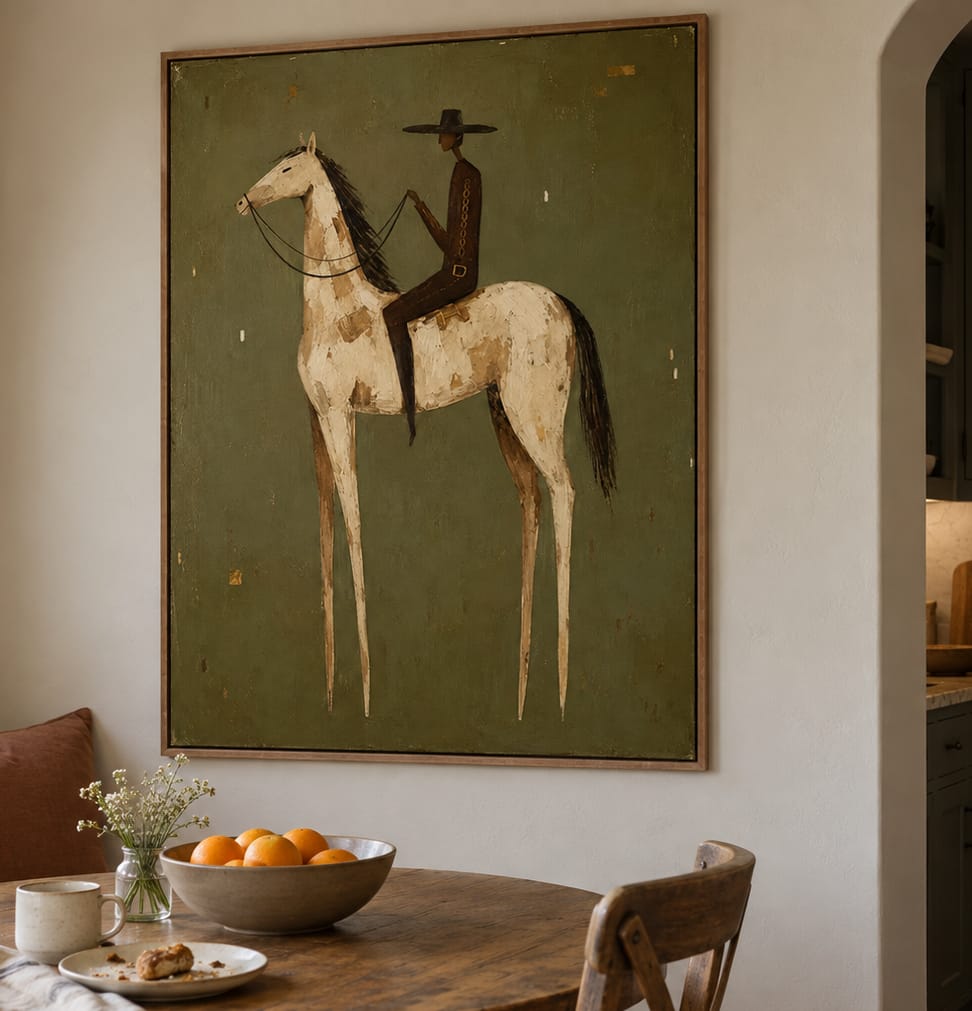 Customer photo review of Quiet Range-Minimalist Cowboy Oil Painting